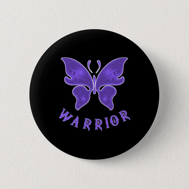 Lila Butterfly Fibro Migraine Lupus Warrior Awar Knapp (Framsida)