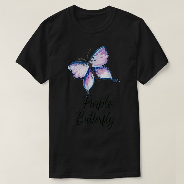 Lila Butterfly Fina vattenfärgillustration T Shirt (Design framsida)