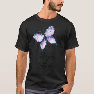 Lila Butterfly Fina vattenfärgillustration T Shirt