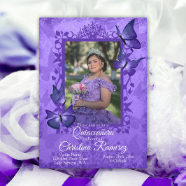 Lila Butterfly, Finare Quinceanera-inbjudan Inbjudningar