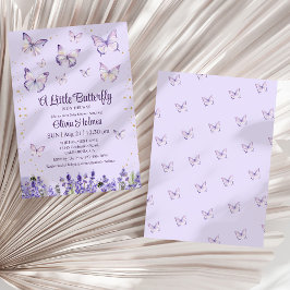 Lila Butterfly Flicka Shower-inbjudan Inbjudningar