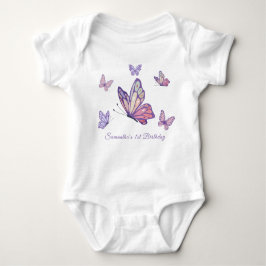 Lila Butterfly-flickans födelsedag T Shirt