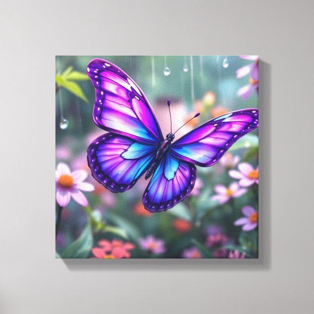 Lila Butterfly Garden Canvastryck (Framsida)