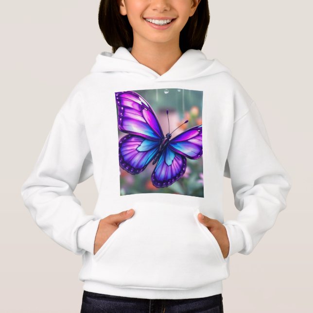 Lila Butterfly Garden T Shirt (Framsida)