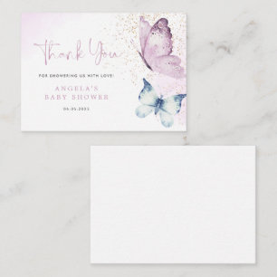 Lila Butterfly Girl Baby Shower Tack för ditt kort
