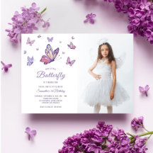 Lila Butterfly Girl Birthday Photo