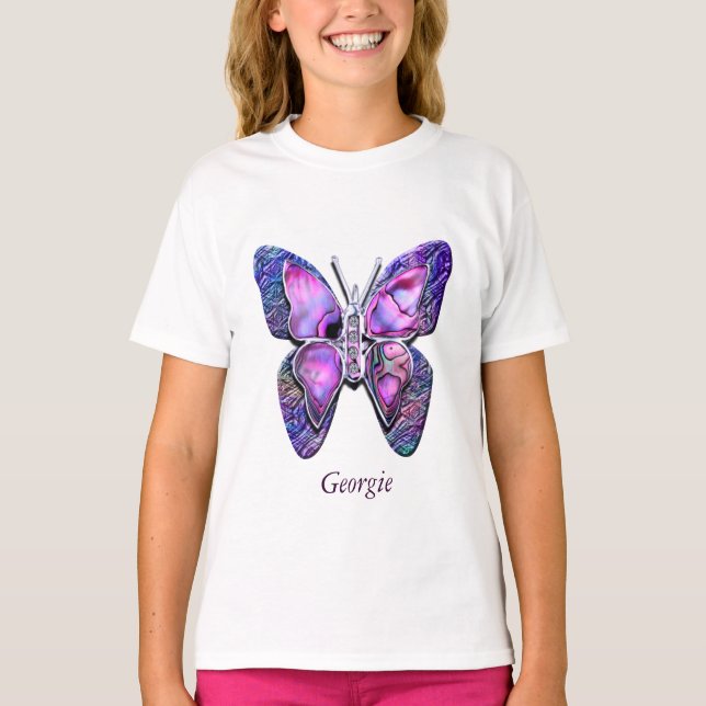 Lila Butterfly gnistra Shirt T-shirt (Framsida)