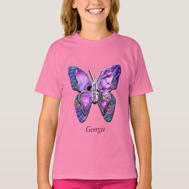 Lila Butterfly gnistra Shirt Tee (Framsida)