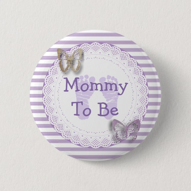 Lila Butterfly Grandma ska vara babyduschknapp Knapp (Framsida)