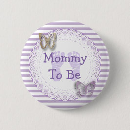 Lila Butterfly Grandma ska vara babyduschknapp Knapp