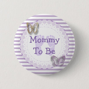 Lila Butterfly Grandma ska vara babyduschknapp Knapp