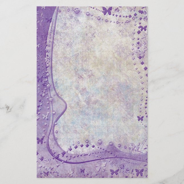 Lila Butterfly Gräns Brevpapper (Framsida)
