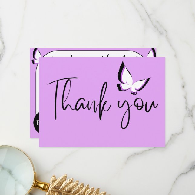 Lila Butterfly Gratitude Tack Kort (Fram/Back In Situ)