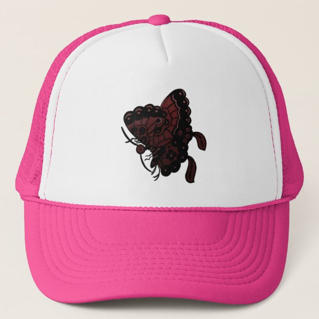 Lila Butterfly Hat Truckerkeps (Framsida)