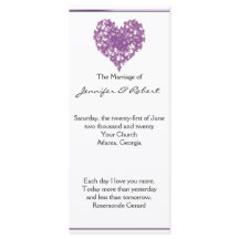 Lila Butterfly Heart Bröllopsprogram