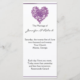 Lila Butterfly Heart Bröllopsprogram Program