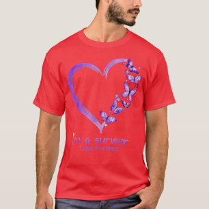 Lila Butterfly Heart Im A Survivor Lupus Awarene T Shirt