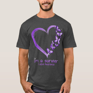 Lila Butterfly Heart Jag är en Survivor Lupus Awar T Shirt