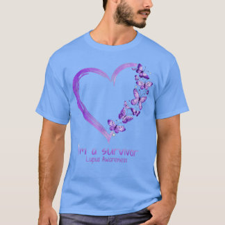 Lila Butterfly Heart Jag är en Survivor Lupus Awar T Shirt