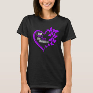 Lila Butterfly Heart Vi Bära Lila Lupus Awaren T Shirt