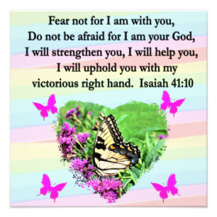 LILA BUTTERFLY ISAIAH 41:10 BIBLIG VERSE FOTOTRYCK