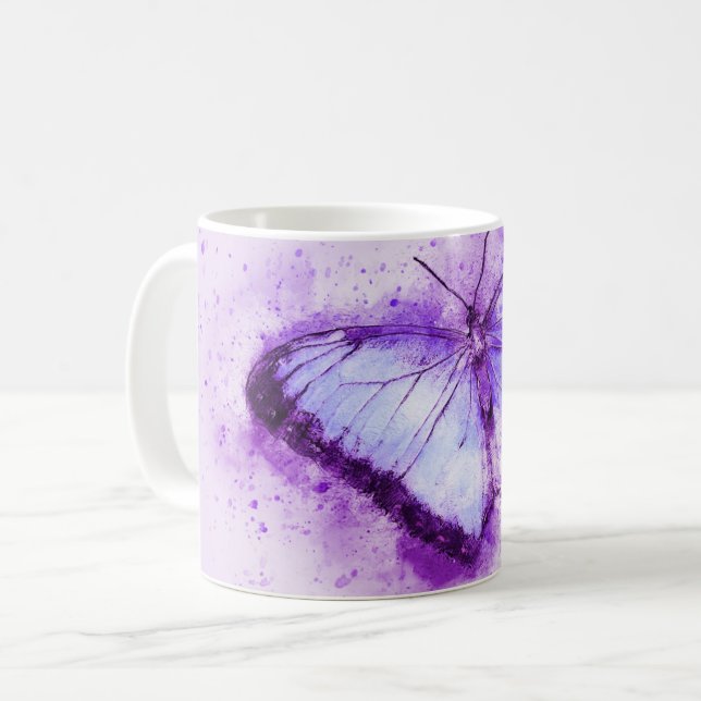 Lila Butterfly Kaffemugg (Framsida vänster)