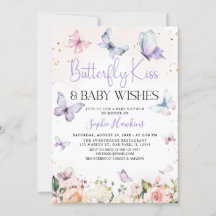 Lila Butterfly Kisses Flicka Baby Shower