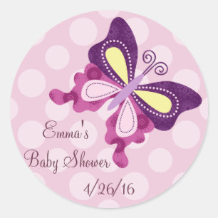 Lila Butterfly Lane Stickers/Kuvert Seals Runt Klistermärke