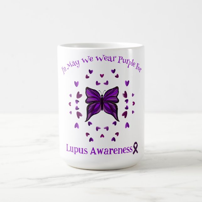 Lila Butterfly Lupus Awareness Lila Ribbon May Kaffemugg (Center)