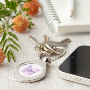 Lila Butterfly Lupus Warrior Swirl Silverfärgad Nyckelring