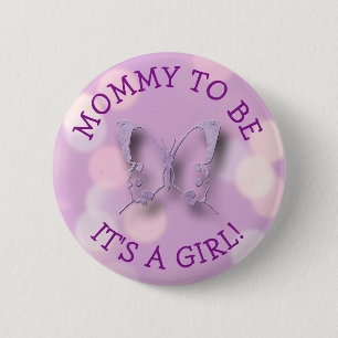 Lila Butterfly-Mamma som babydusch Knapp