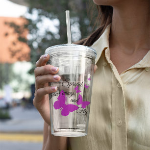 Lila Butterfly med Anpassningsbar Message Take Away Mugg