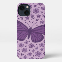 Lila Butterfly med Blommigt Phone Case Design