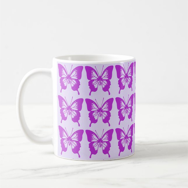 Lila Butterfly Mönster Kaffemugg (Vänster)