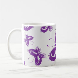 Lila Butterfly Mönster Kaffemugg