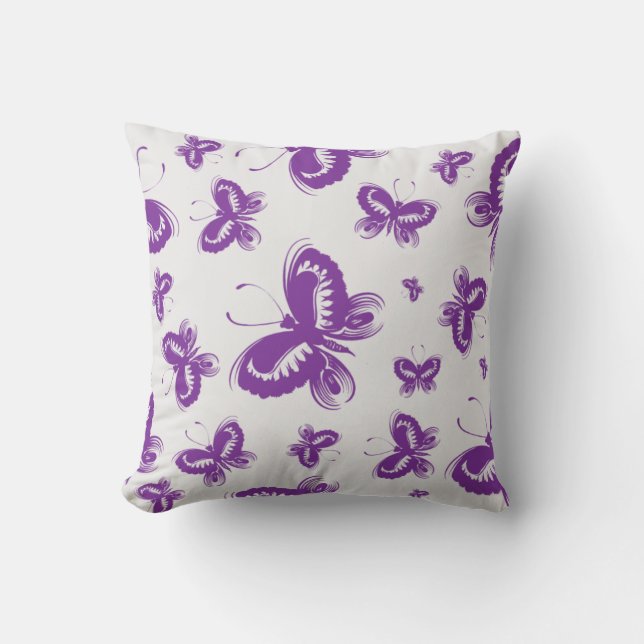 Lila Butterfly Mönster Kudde (Framsida)