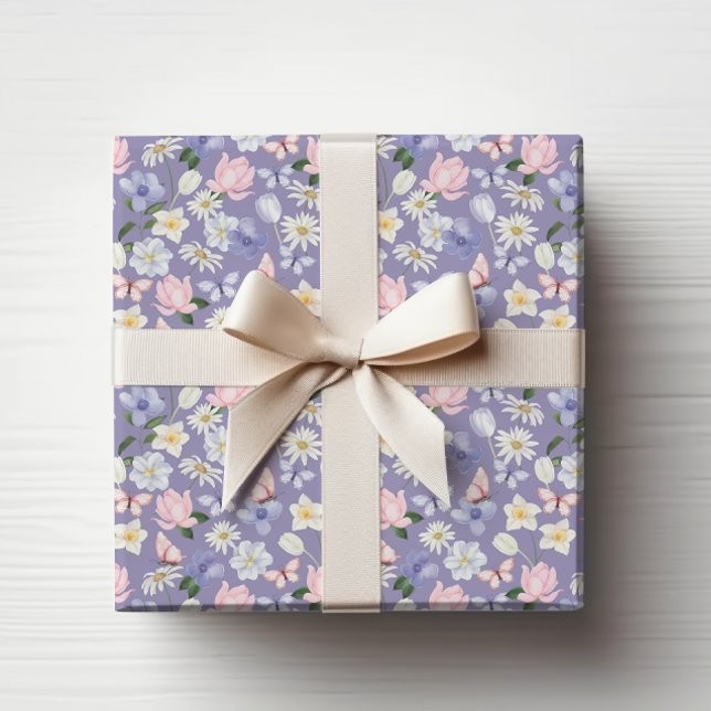 Lila Butterfly Presentpapper (Purple Butterfly Wrapping Paper
)