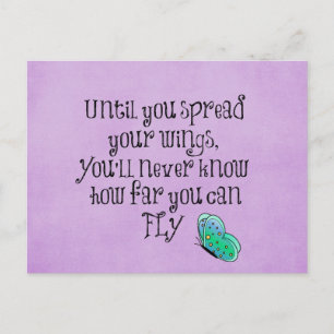 Lila Butterfly Quote Vykort