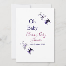 Lila Butterfly rosa babydusch baby modern modern  Inbjudningar