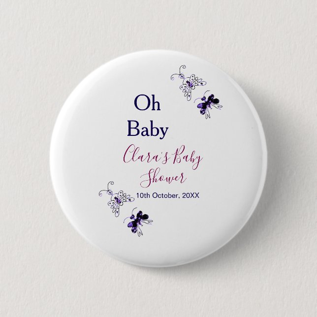 Lila Butterfly rosa babydusch baby modern modern  Knapp (Framsida)