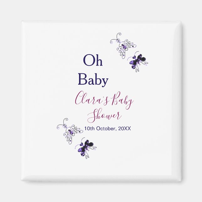 Lila Butterfly rosa babydusch baby modern modern  Magnet (Framsidan)