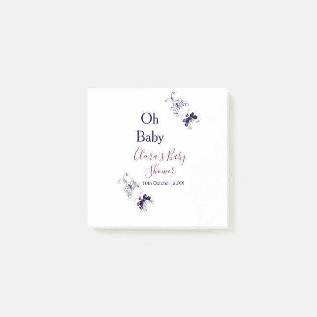 Lila Butterfly rosa babydusch baby modern modern  Post-it Block (Framsida)