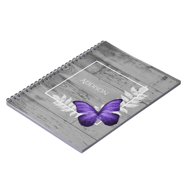 Lila Butterfly Rustic Personlig bärbar dator Anteckningsbok (Vänstra Sidan)
