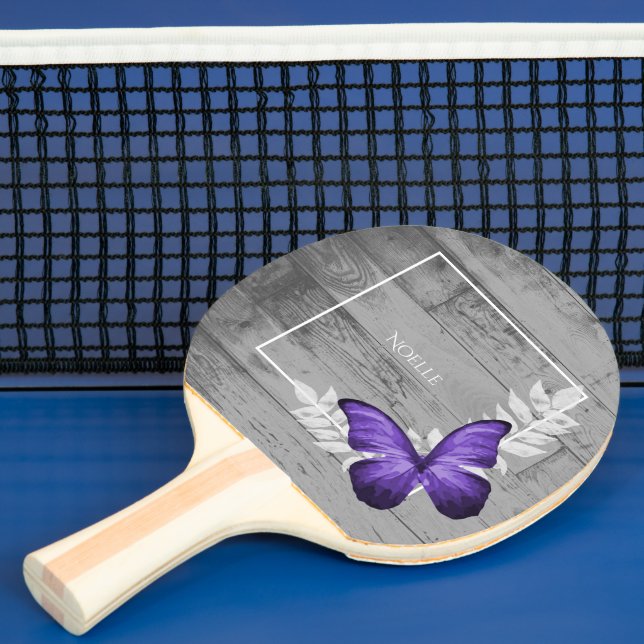Lila Butterfly Rustic Ping Pong Paddle Pingisracket (Insitu)