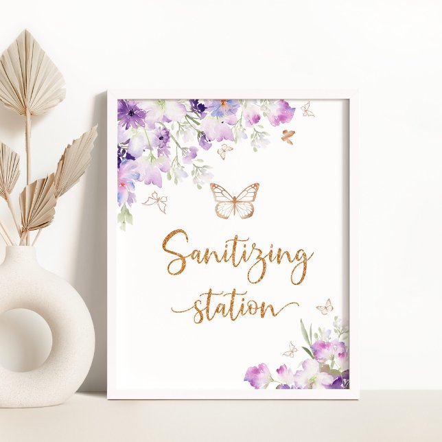Lila butterfly Sanitizing Station Poster (Skapare uppladdad)