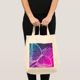 Lila Butterfly Shopper Tote Bag Tygkasse
