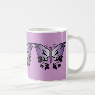 Lila Butterfly Skull Kaffemugg