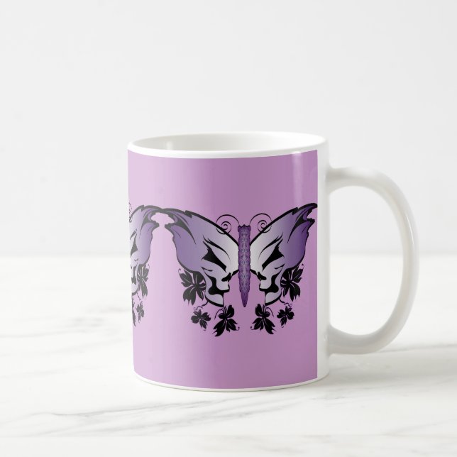 Lila Butterfly Skull Kaffemugg (Höger)