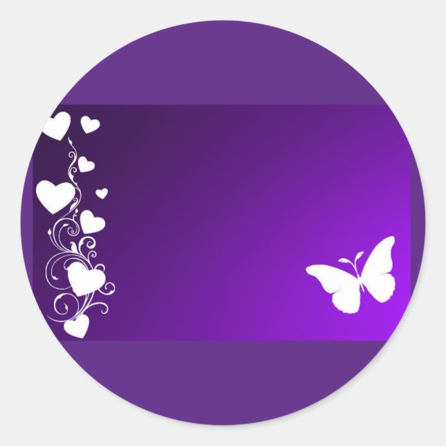 Lila Butterfly Sticker Runt Klistermärke (Framsida)