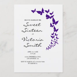 Lila Butterfly Sweet 16 Inbjudan